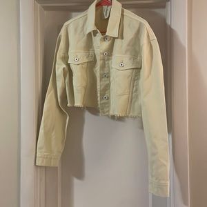 Lemon Yellow cropped denim jacket. Size 8 (medium)